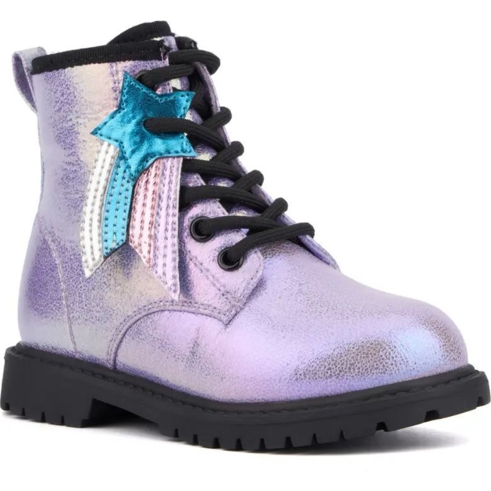 Olivia Miller Kids' Crystal Sky Metallic Combat Boot